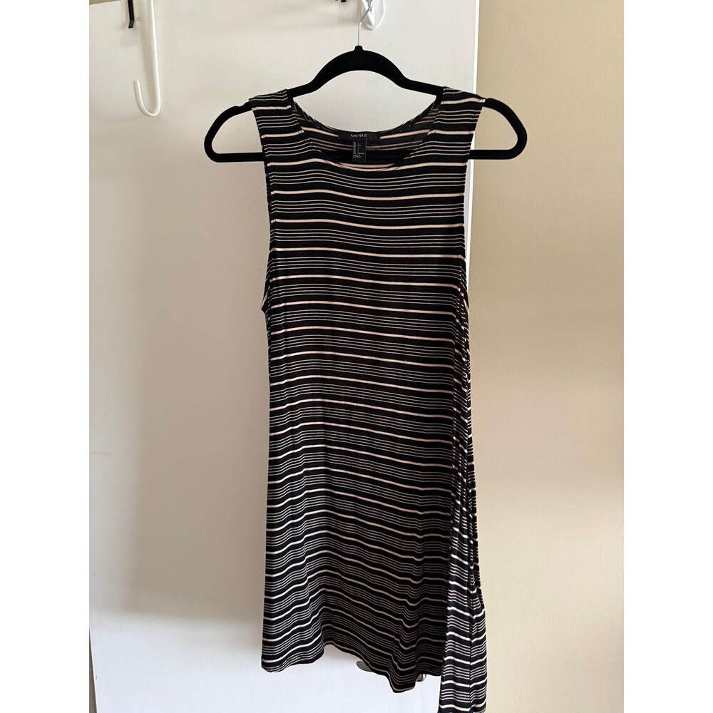 Forever 21 Black and Tan Striped Sleeveless Mini Dress Swing